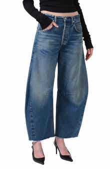 Citizens of Humanity Horseshoe Superhigh Waist Raw Hem Crop Barrel Jeans