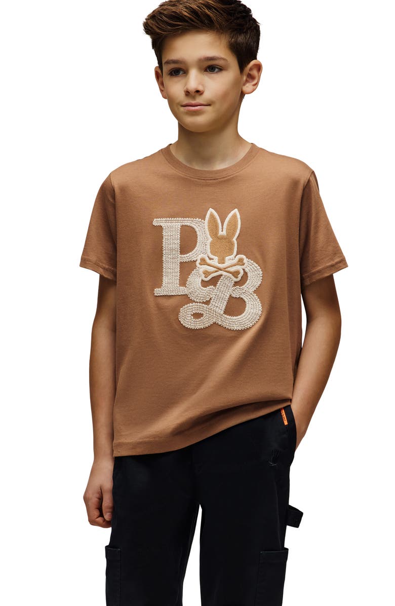Psycho Bunny Kids' Caine Embroidered T-Shirt, Alternate, color, Toasted Coconut