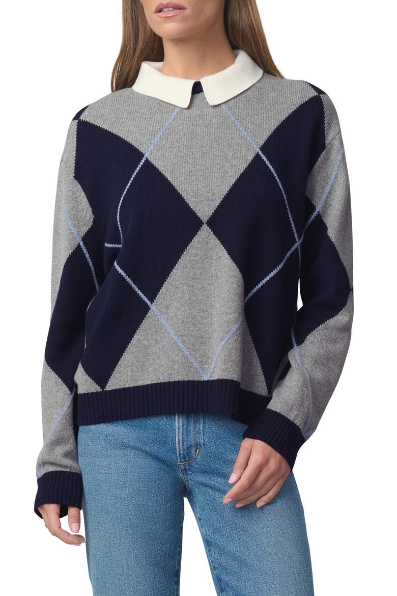 The Jude Collared Sweater, Main, color, BLUE ARGYLE