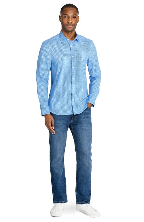 Construct Slim Fit Mosaic Dot Recycled 4-way Stretch Performance Long Sleeve Shirt