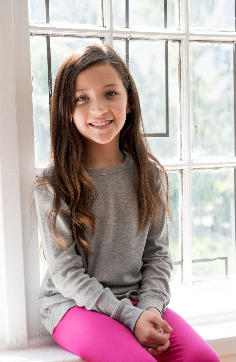 Leveret Kids Long Sleeve T-Shirt, 100% Cotton, Solid Colors, Alternate, color, Light Gray