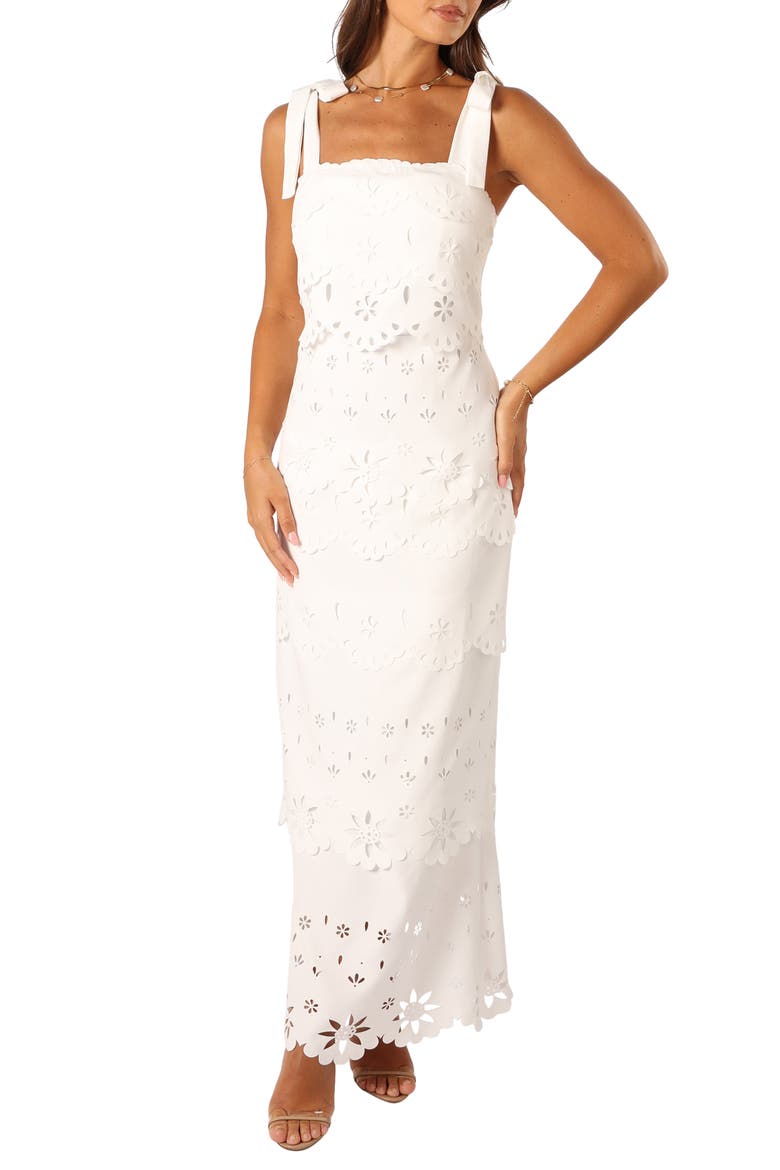 Pippa Tiered Column Dress, Main, color, OFF WHITE