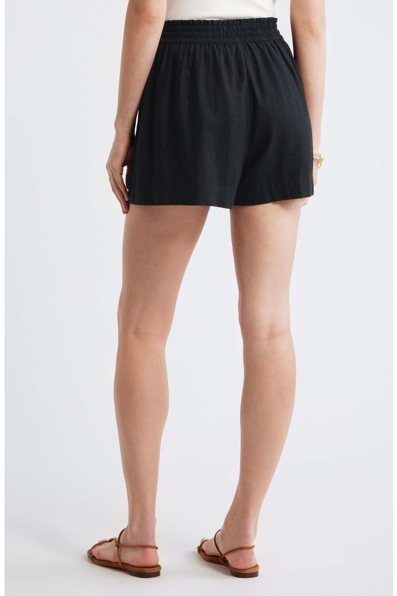 Beaded Tassel Linen Blend Shorts, Alternate, color, BLACK