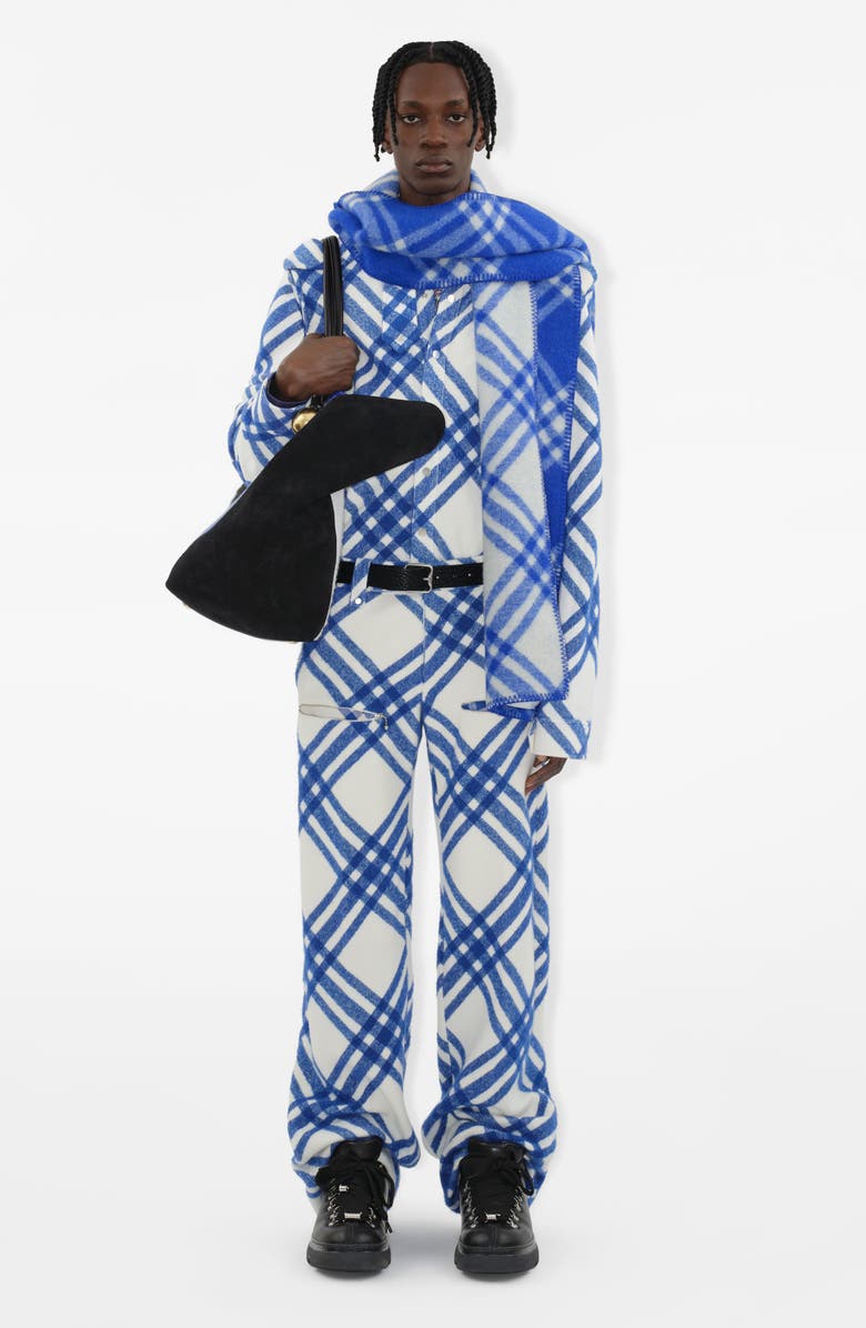 Burberry Check Wool & Alpaca Blend Overshirt, Alternate, color, 