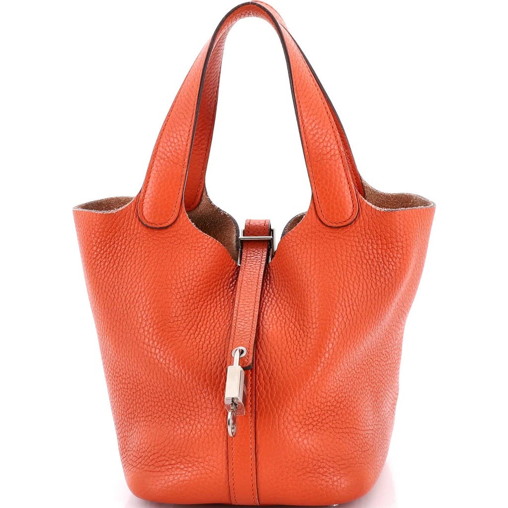 Pre-owned Hermes Hermes Picotin Lock Bag Clemence Pm In Brown