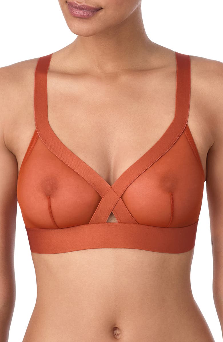 DKNY Sheers Wireless Bralette, Main, color, Copper