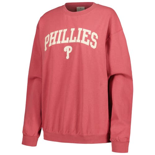 Soft As A Grape Red Philadelphia Phillies Pigment Dye Pullover Sweatshirt In Red