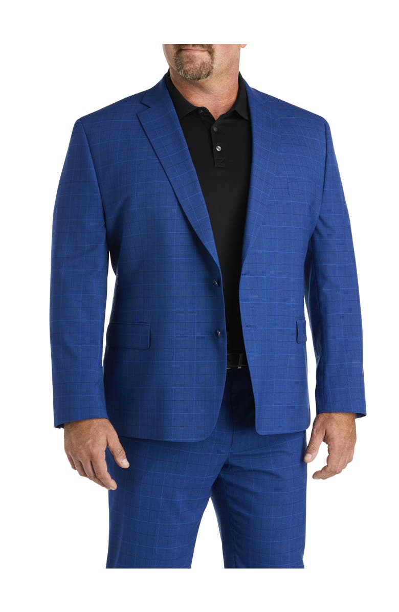 Michael Kors Big & Tall Windowpane Suit Jacket, Main, color, Blue