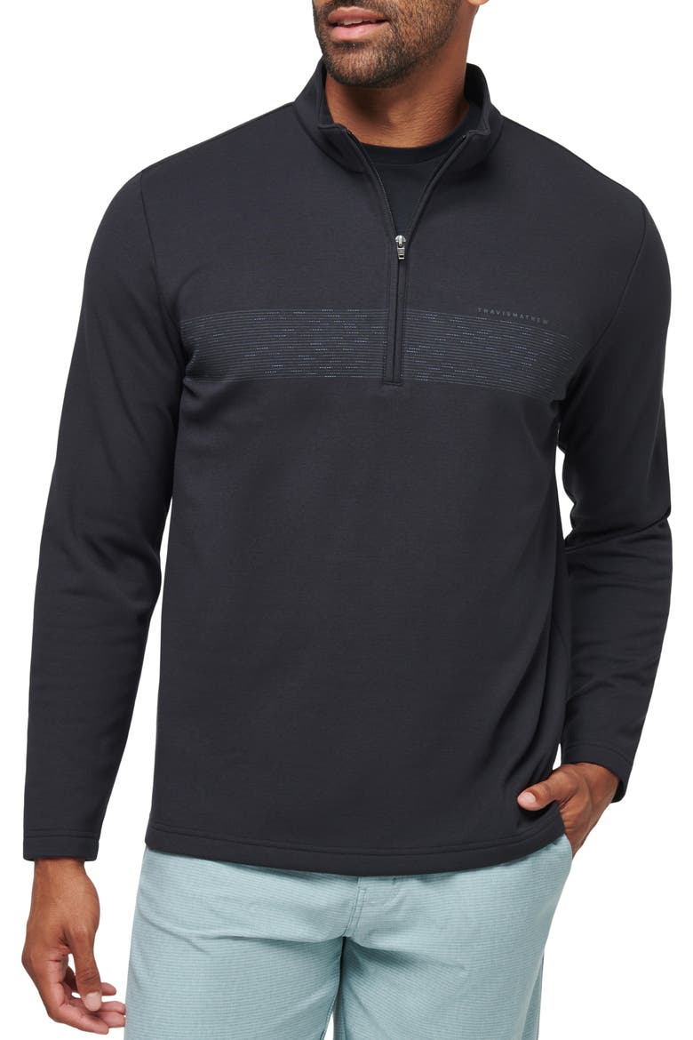 Upgraded Quarter Zip Fleece Top, Main, color, BLACK/ CORONET