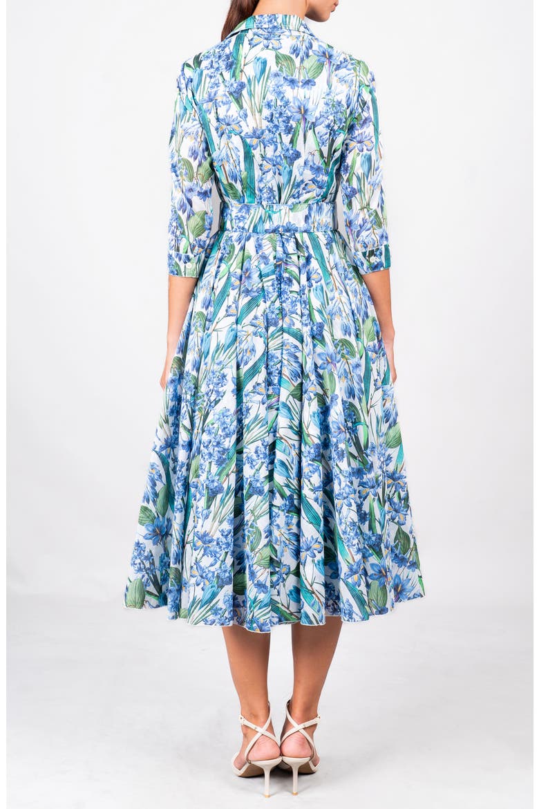 Crocus Hyancinth A-Line Midi Shirtdress, Alternate, color, White Blue