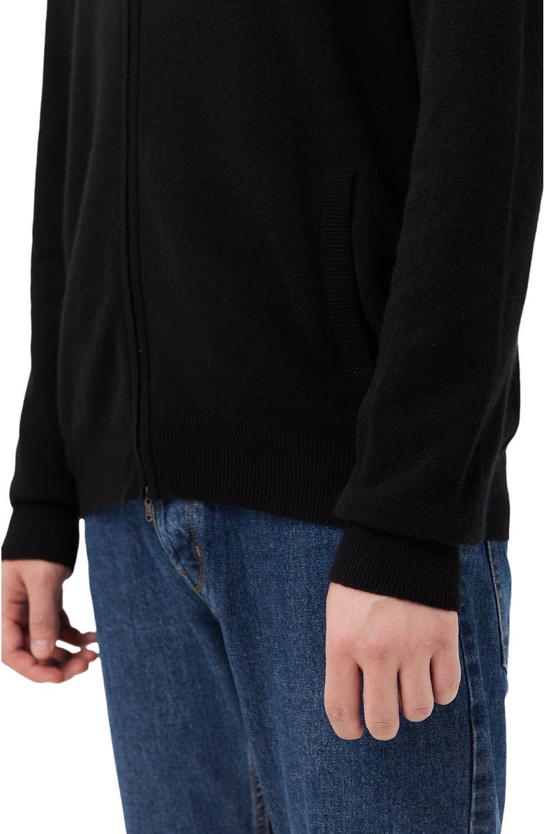 Gobi Cashmere Full Zip Stand Collar Cardigan, Alternate, color, Black