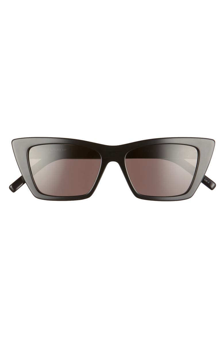 53mm Cat Eye Sunglasses, Main, color, SHINY BLACK/ GREY SOLID