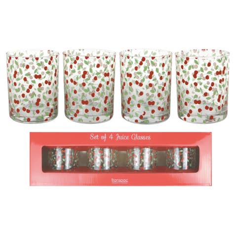 Cherry Glasses Set of 4 Wood Multicolored for Spring Serving and Entertaining