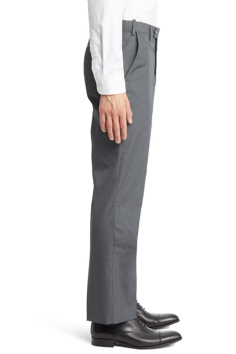 Prim Self Sizer Waist Flat Front Poplin Trousers, Alternate, color, GREY