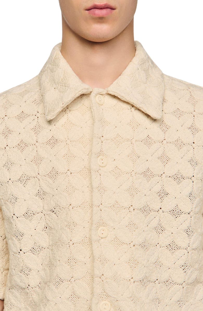 SANDRO Cotton broderie anglaise shirt, Alternate, color, Ecru