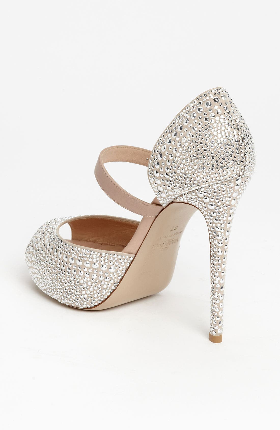 Valentino 'Microstud' Mary Jane Pump, Alternate, color, SILVER/ NUDE