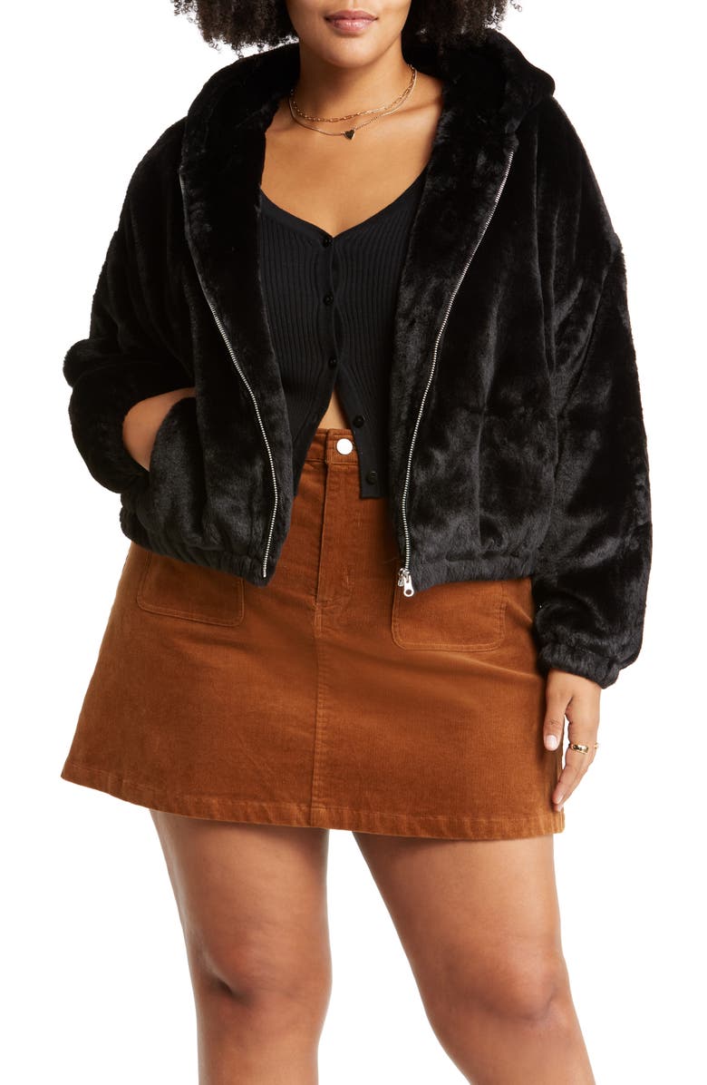 BP. Hooded Faux Fur Jacket, Main, color,