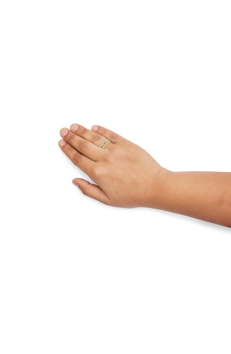 Haus of Brilliance 10K Yellow Gold 1/5 Cttw Diamond Two Row Cuban Link Ring, Alternate, color, Yellow Gold