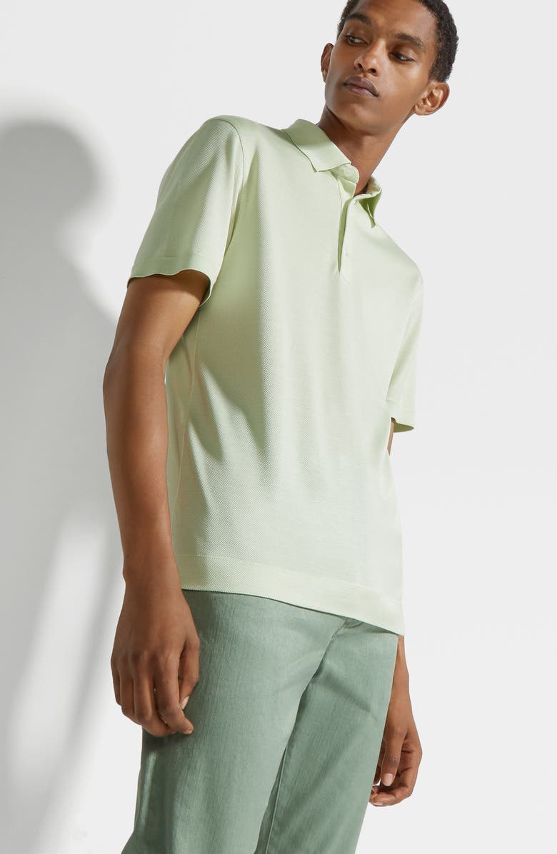 ZEGNA Honeycomb Short Sleeve Silk Polo, Alternate, color, 