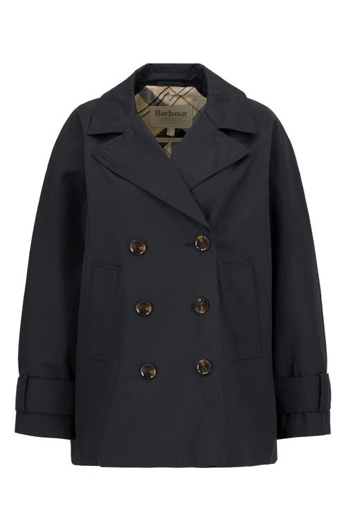 Barbour Maisy Showerproof Double Breasted Jacket In Black Safari Tartan