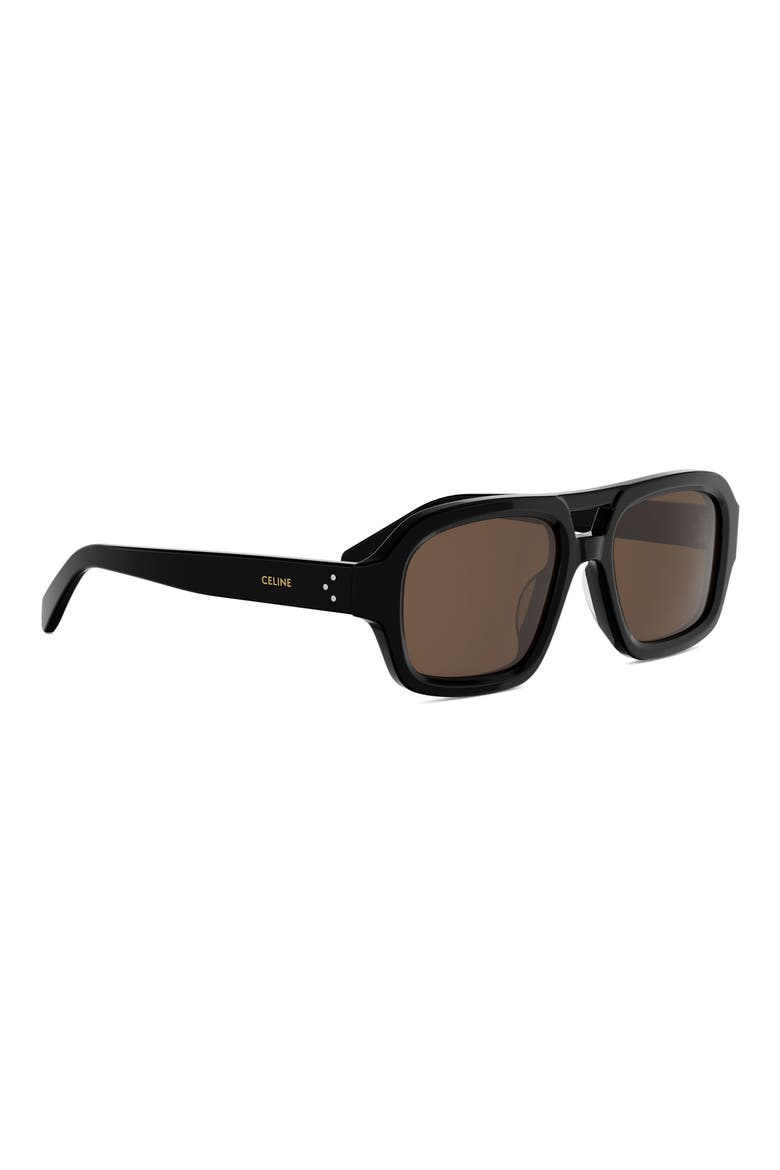 3 Dots 53mm Pilot Sunglasses, Alternate, color, SHINY BLACK / BROWN