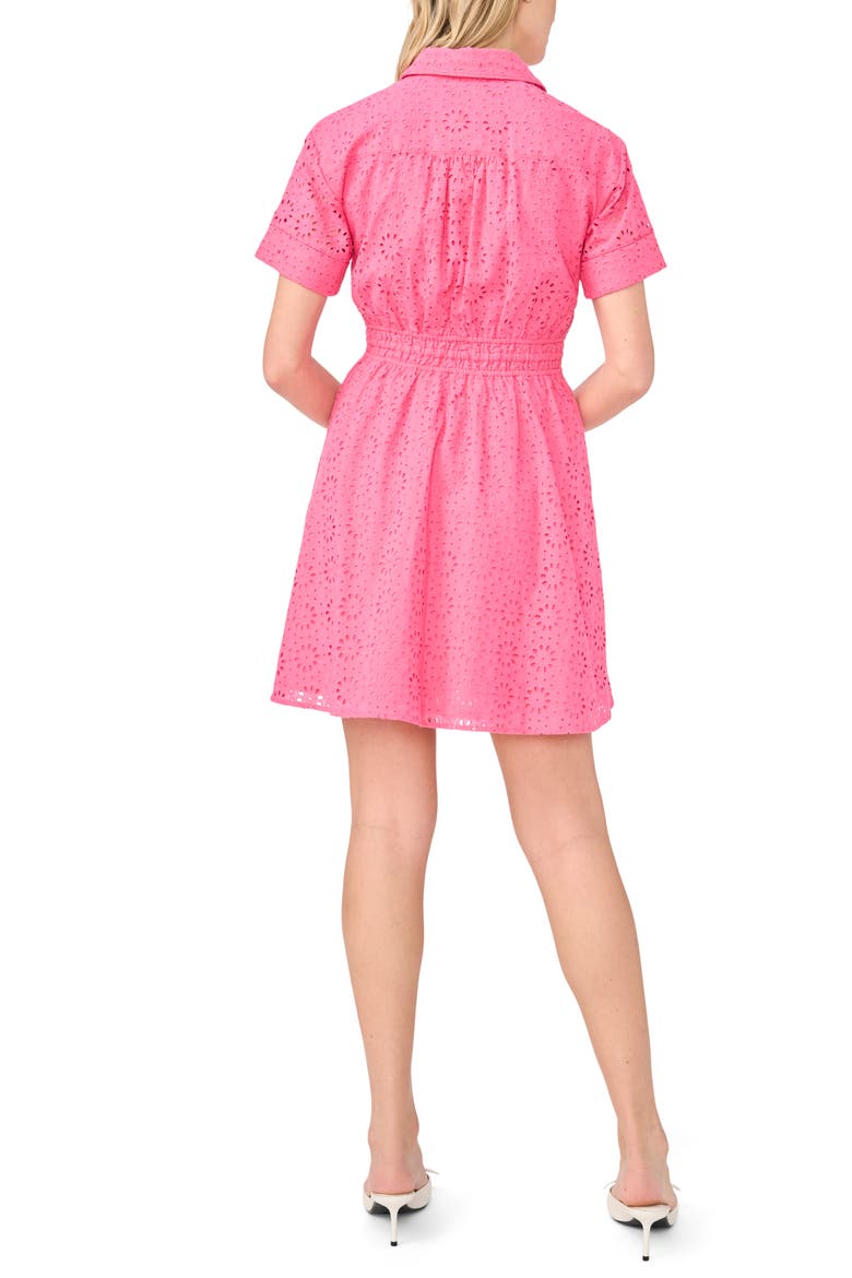 Eyelet Cotton Minidress, Alternate, color, AZALEA