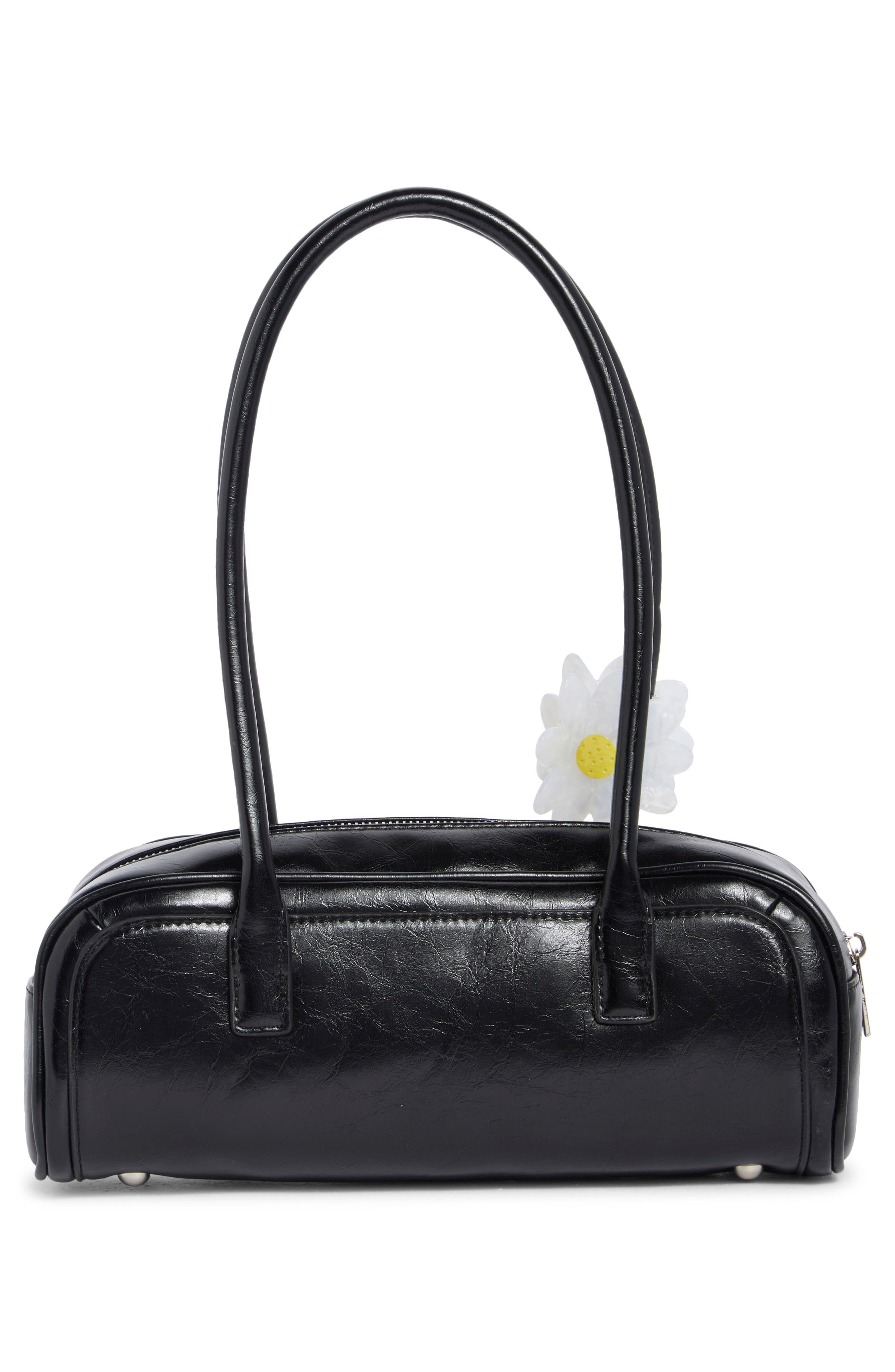 Madden Girl Kids' Crinkle Faux Leather Shoulder Bag, Alternate, color, Black