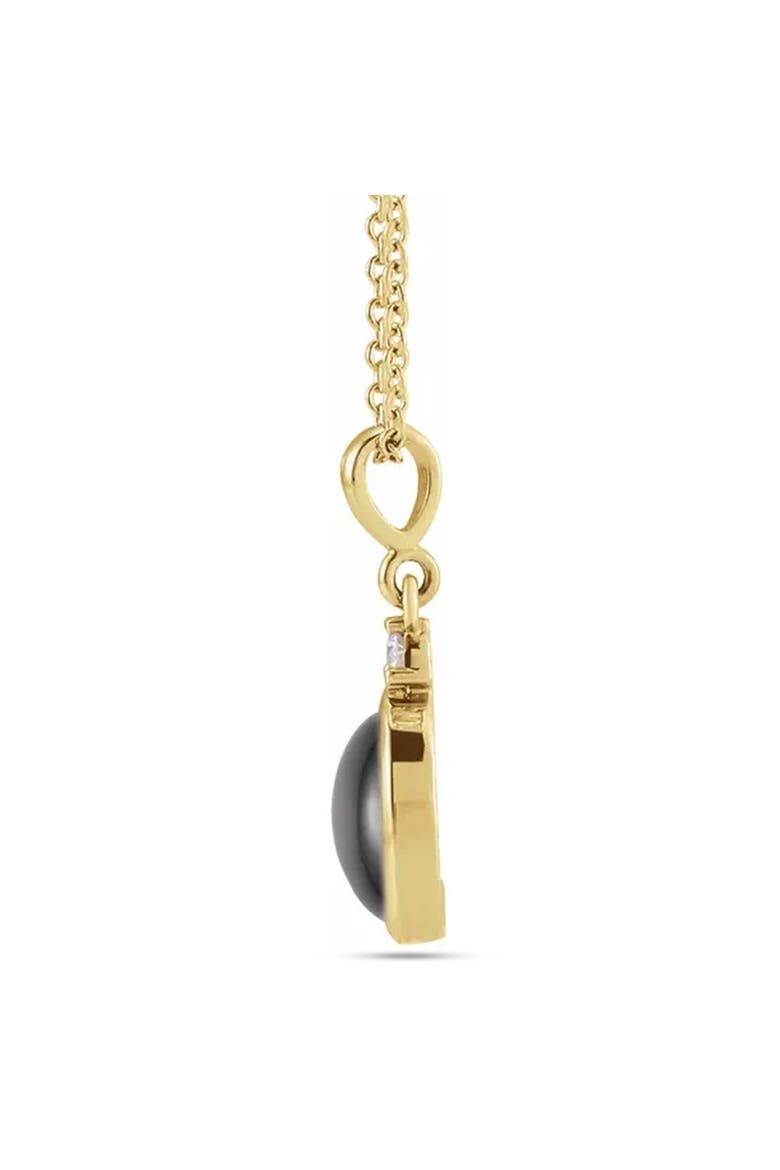 Oval Natural White Ethiopian Opal & Diamond Pendant Necklace 14K 1.57ct, Alternate, color, Onyx, Yellow Gold