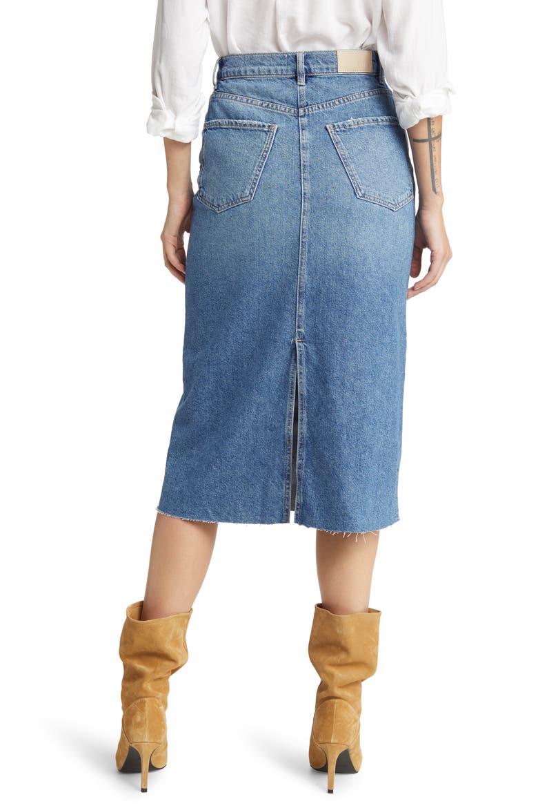 The Highland Nonstretch Denim Midi Skirt, Alternate, color, VINTAGE SAPPHIRE