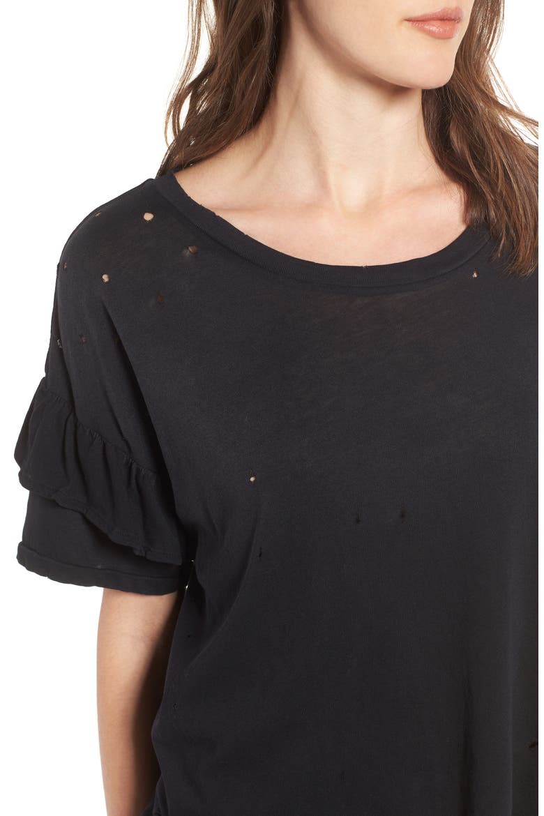 The Ruffle Roadie Tee, Alternate, color, WASHED BLACK DESTROY