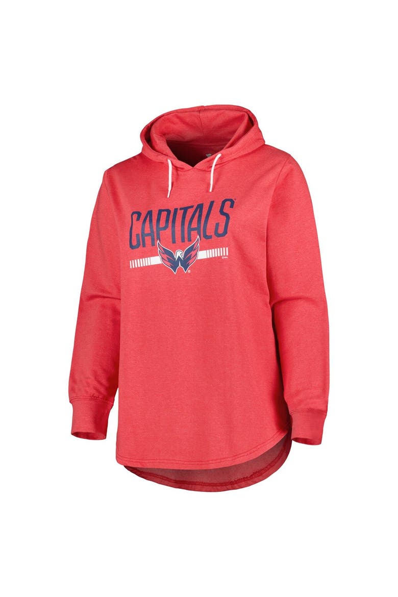 Women's Heather Red Washington Capitals Plus Size Fleece Pullover Hoodie, Alternate, color, Heather Red