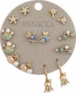 Panacea Sea Life Set of 7 Assorted Stud Earrings