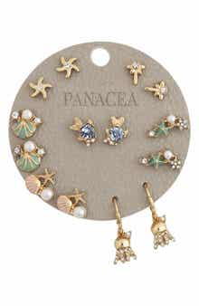 Panacea Sea Life Set of 7 Assorted Stud Earrings