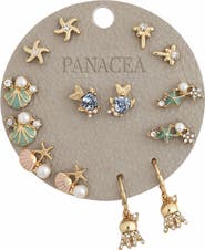 Panacea Sea Life Set of 7 Assorted Stud Earrings