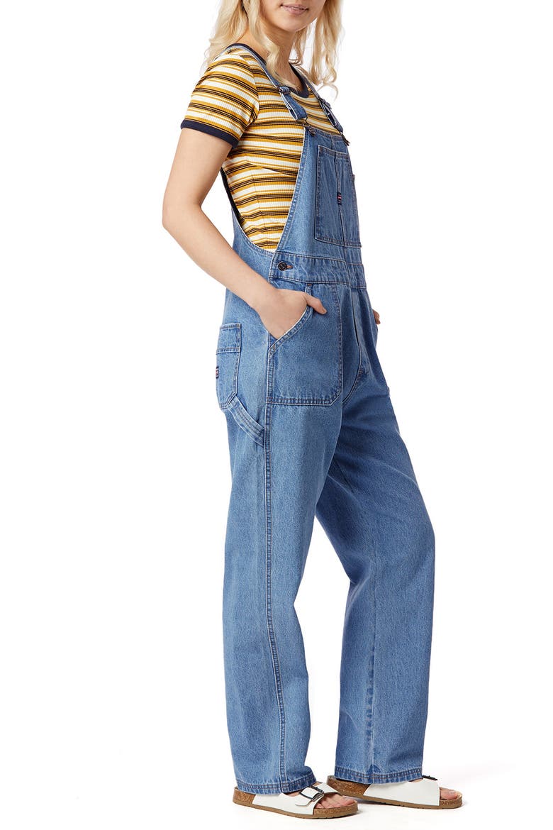 Throwback Denim Overalls, Alternate, color, COVE BLUE