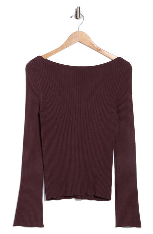 Leith Boat Neck Flare Sleeve Sculpt Sweater In Burgundy