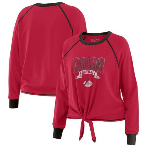 Women's WEAR by Erin Andrews Cardinal/Black Arizona Cardinals Plus Size Tie-Front Long Sleeve Top