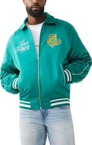 True Religion Crest Satin Retro Bomber Jacket