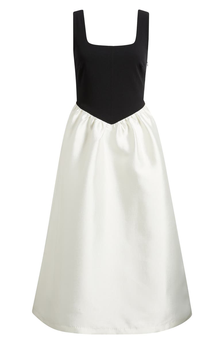 Julia Jordan Mix Media Scuba & Crepe Midi Dress, Alternate, color, Black Ivory