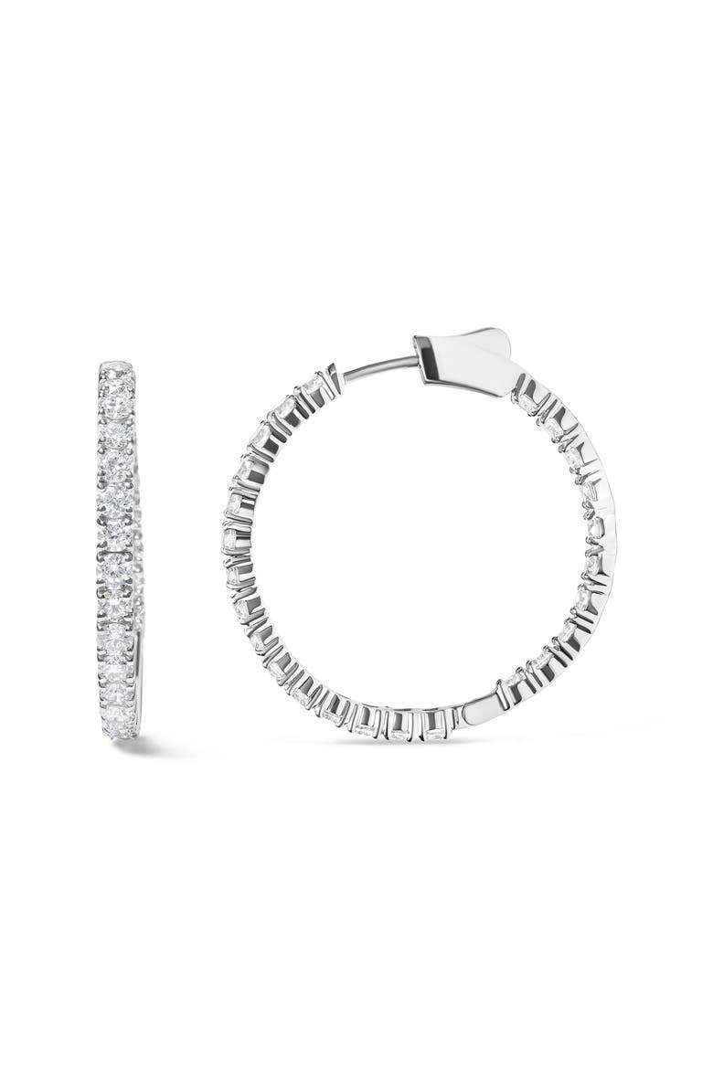 14K White Gold 5.00 Cttw Lab Grown Diamond Inside Out Hoop Earrings, Alternate, color, White