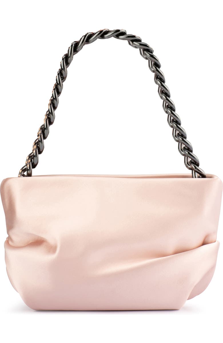 Olga Berg Jule Satin Top Handle Bag, Main, color, Natural
