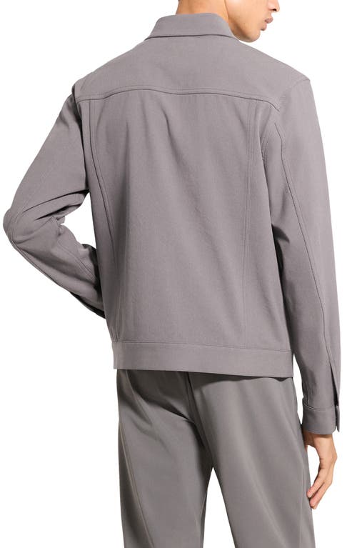 Theory River Cotton Blend Twill Trucker Jacket In Gray
