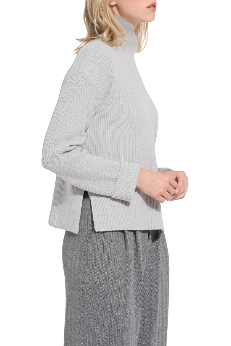 Zamira Rib Pullover Sweater, Alternate, color, PEARL GREY/ SILVER
