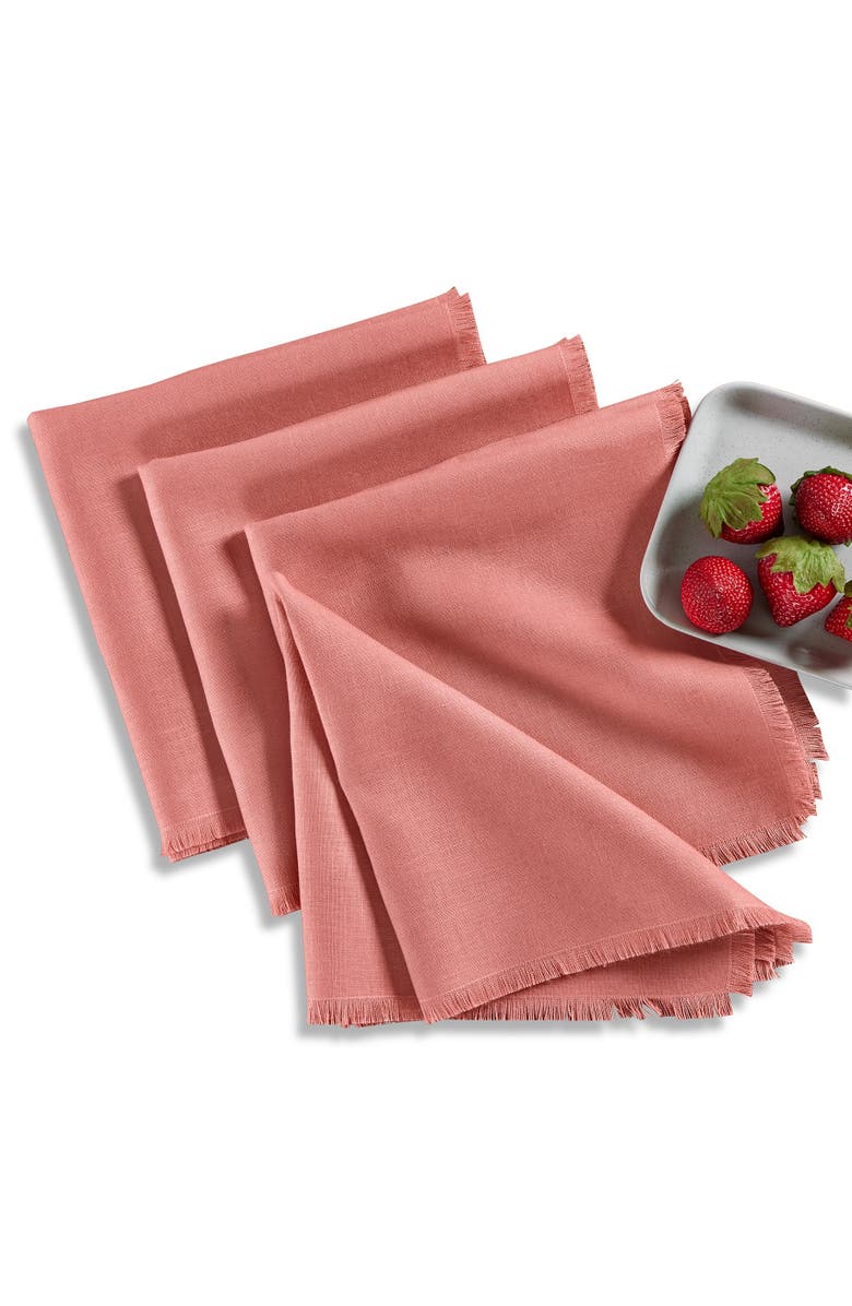 Solino Home Linen Dinner Napkins - Fringe, 20" x 20" Inch, Main, color, Dusty Rose