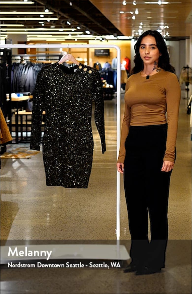 Cherry Sequin Long Sleeve Body-Con Minidress, sales video thumbnail