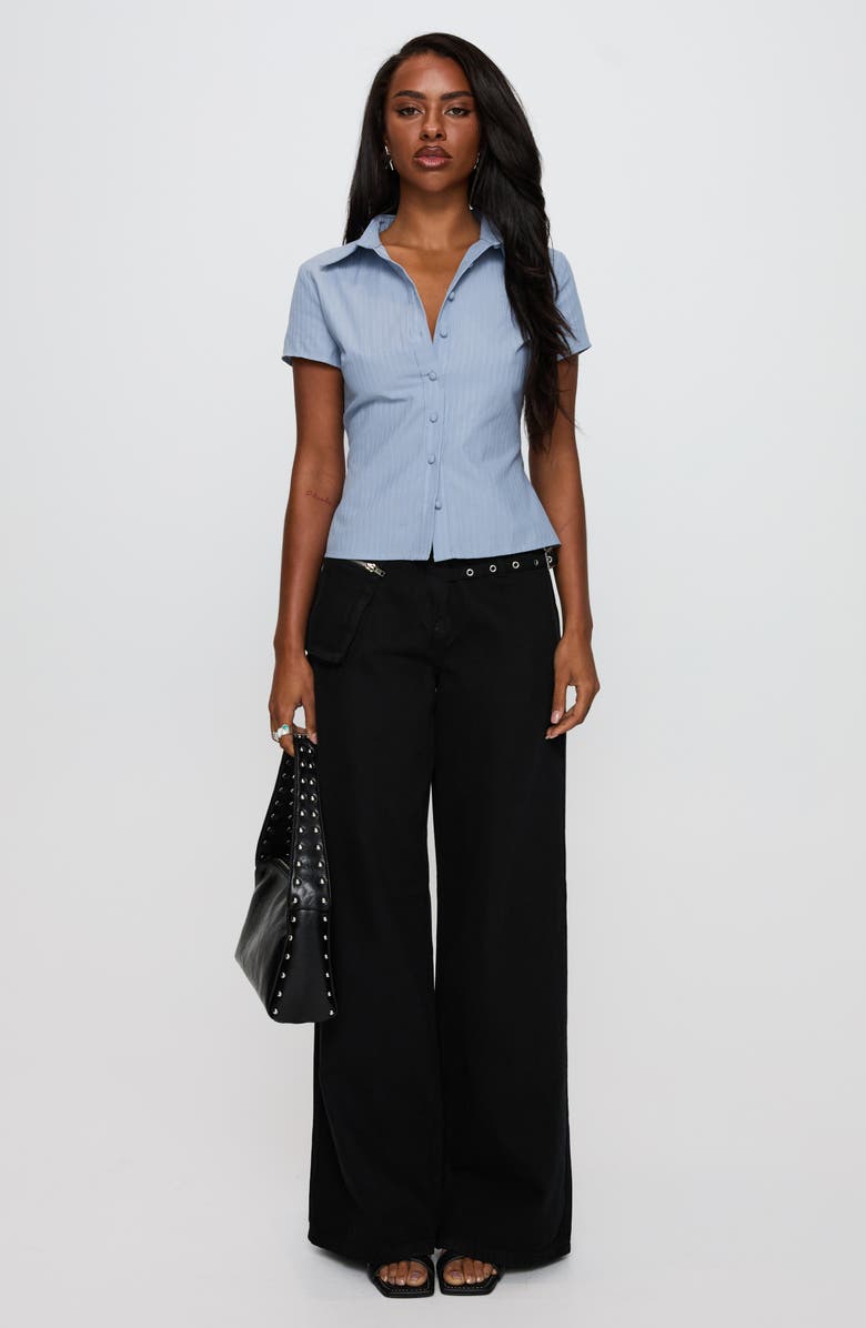 Princess Polly Lift Off Button-Up Shirt, Alternate, color, Blue