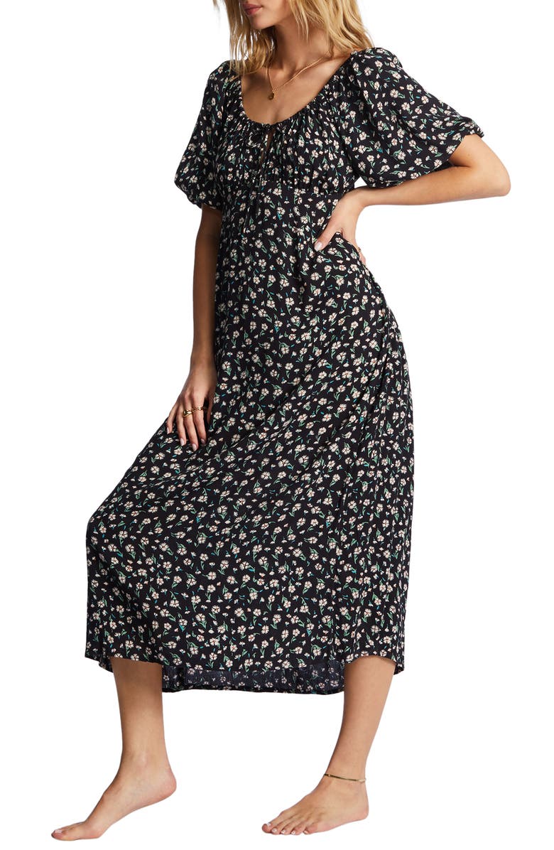 Billabong True Romance Puff Sleeve Midi Dress, Alternate, color, 