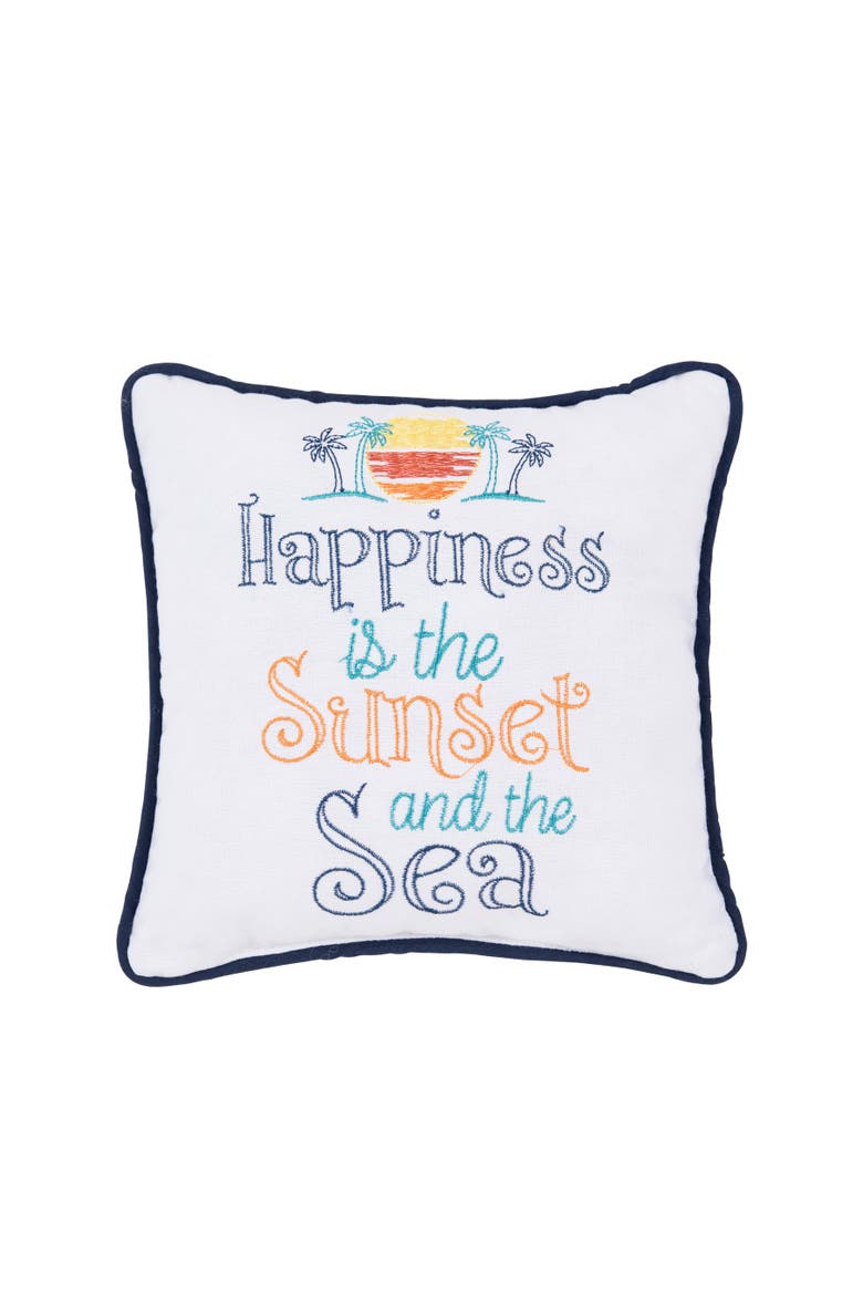 Sun Set And The Sea Mini Accent Pillow, Main, color, Blue