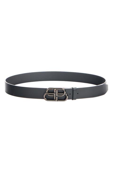 BB Large Logo Buckle Leather Belt