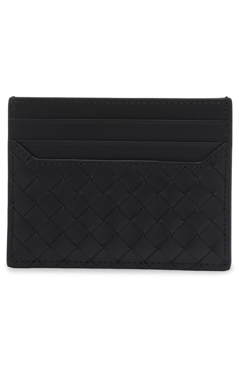 Bottega Veneta Intrecciato Piccolo Leather Card Holder, Alternate, color, 8073 Black/ Thunder